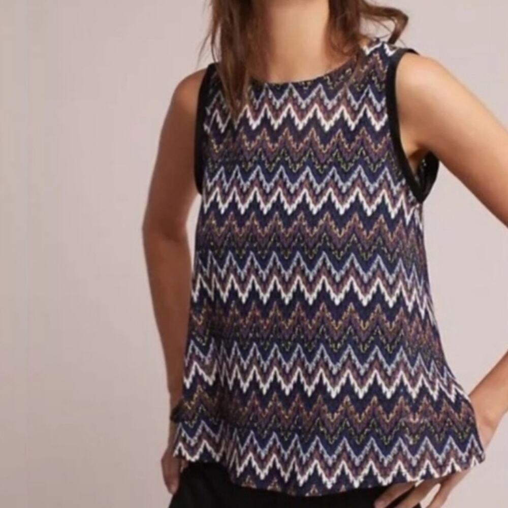 Anthropologie Eri + Ali Metallic Chevron Top Sz S